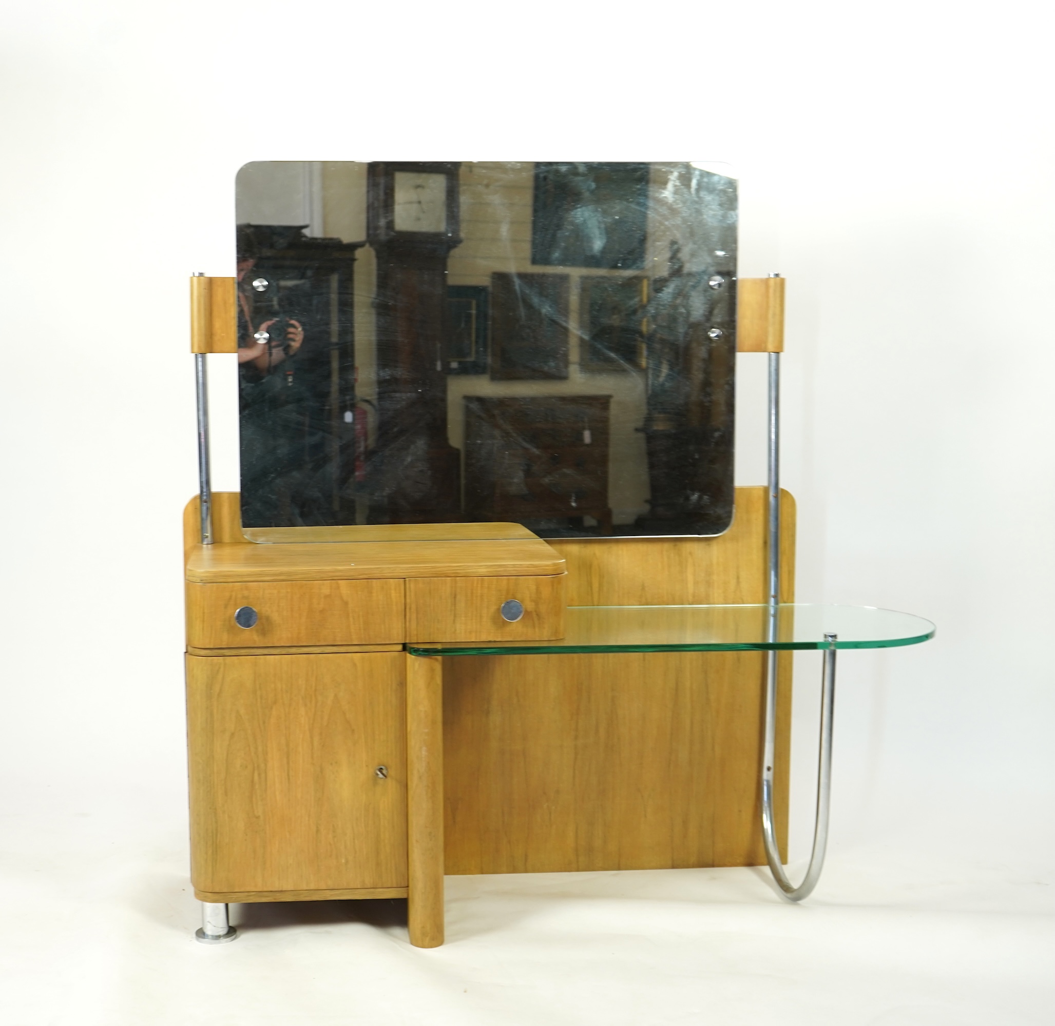 A Belgian Art Deco modernist walnut dressing table, by De Coene